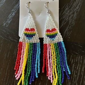 Colorful Beaded Fringe Earrings